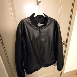 DKNY men's faux leather bomber jacket